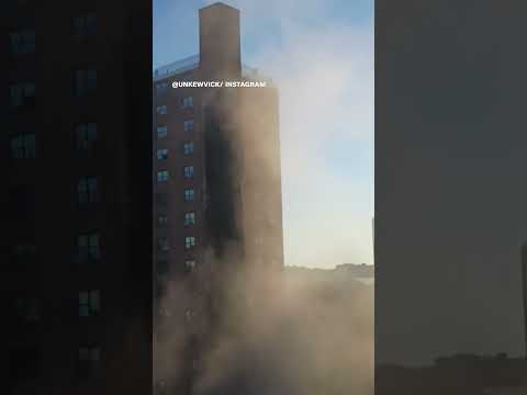 Exact moment Bronx high-rise building partially collapses in New York City