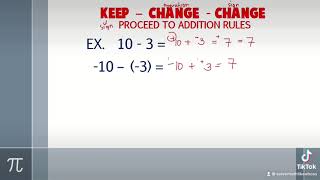 MATH 7 | SUBTRACTION OF INTEGERS: KEEP-CHANGE-CHANGE