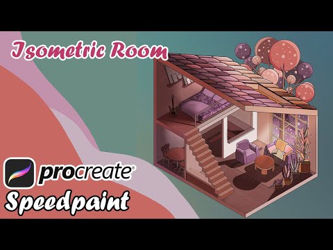 [Procreate Timelapse] How to draw this aesthetic ISOMETRIC ROOM