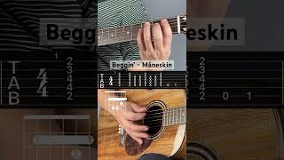 How to play the intro of Beggin' - Måneskin. Guitar tabs. #shorts #guitartutorial