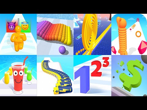 Tall Man Run, Canvas Run, Spiral Roll, Long Neck Run, Juice Run, Battery Run, Number Master