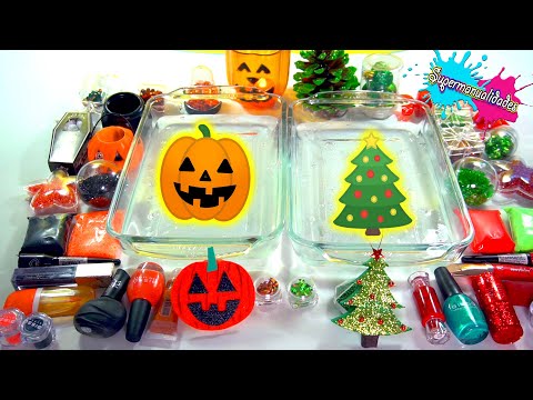 Mixing Slime Christmas vs Halloween - Supermanualidades