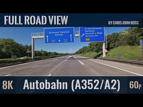 Autobahn (A352, A2), Germany: Hannover-Flughafen - Garbsen - Lauenau - RP Schafstrift - 4K/8K