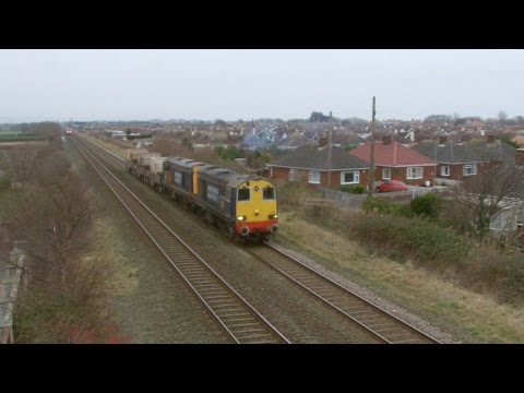 Prestatyn 11.2.2015 - DRS 20308 &20309 on Valley flasks - Class 20