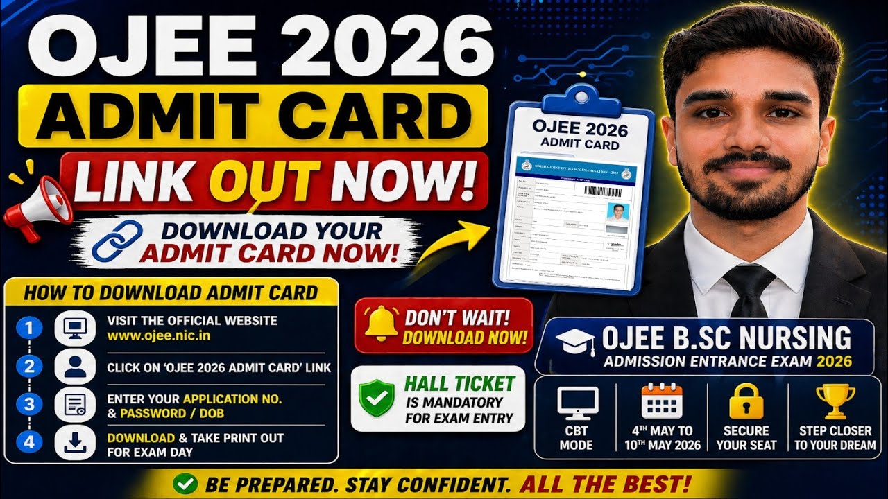OJEE 2026 admit card | OJEE nursing admit card | Odisha nursing entrance admit card | Odisha nursing