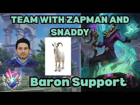 NEW TEAM WITH ZAPMAN AND SNADDY!! - Baron Support Smite 2 Gameplay Scrim
