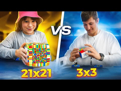 Who will solve the Rubik's cube faster 3x3 VS 21x21? Cubastic at speedcubing competitions VLOG