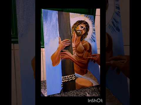 PINTURA A ÓLEO #jesussalvador #oleosobretela #jesuscristo #painting #jesuschrist #artecristã #jesus
