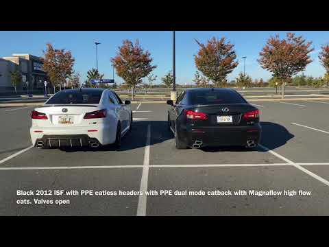 Lexus ISF valved exhaust comparison: PPE UEL Headers with Xforce Varex vs PPE dual mode.