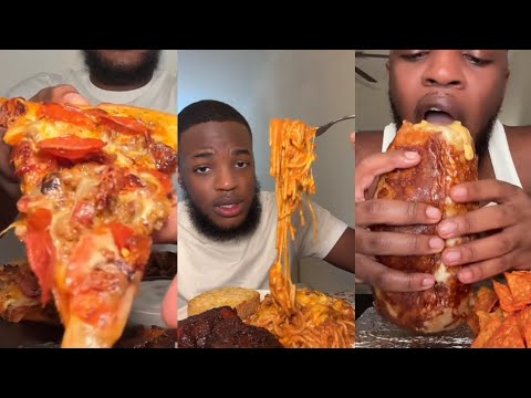GMAC TIKTOK MUKBANG COMPILATION BURRITO PASTA SANDWICH GARLIC BREAD SPAGHETTI
