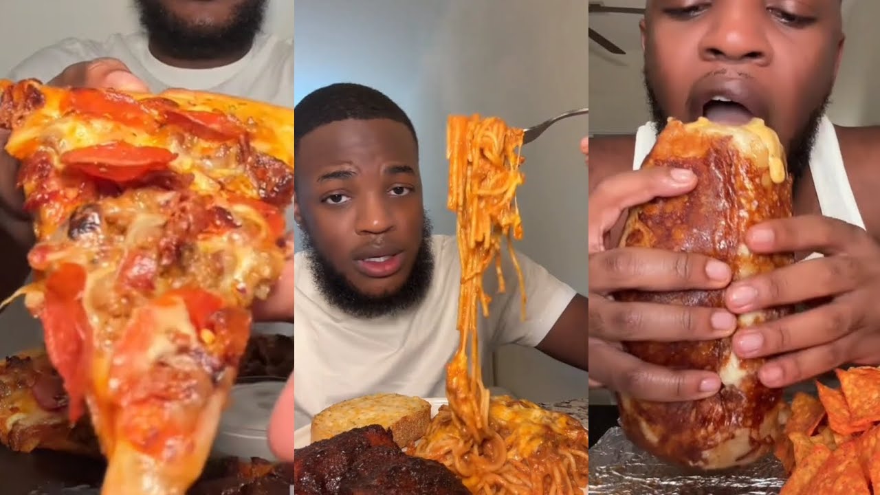 GMAC TIKTOK MUKBANG COMPILATION BURRITO PASTA SANDWICH GARLIC BREAD SPAGHETTI