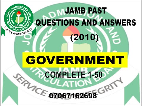 JAMB 2021 GOVERNMENT PREP JAMB 2010 GOVERNMENT PAST QUESTIONS AND ANSWERS