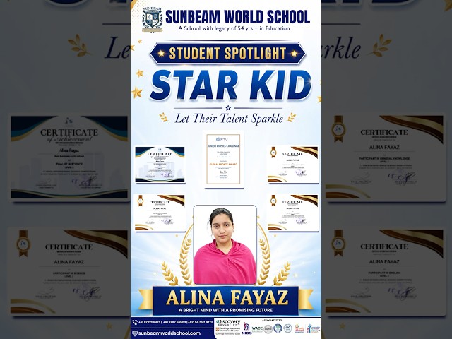 Alina Faraz – A Smart, Confident & Shining Star of Sunbeam World School ✨