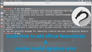 How to add official repositories &amp; resolve invalid Signature error in Kali Linux