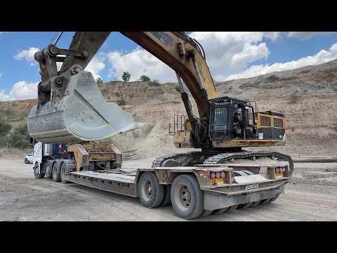 Loading & Transporting Two Caterpillar 385C Excavators On Site - Fasoulas Heavy Transports - 4K