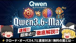 【速報】4/20登場！中国最強AI「Qwen3.6-Max」Claude Opus 4.7超えなるか？無料の罠も解説
