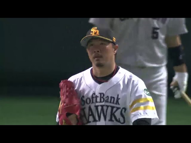 7回表 ホークス岡島が満塁ピンチでドラゴンズ森野に走者一掃のタイムリー2塁打を許す… 2014/6/11 H-D