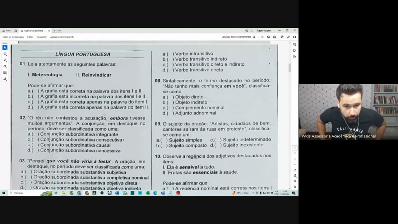 Correção Prova - Concurso Barrinha 2024 - Banca INDEC