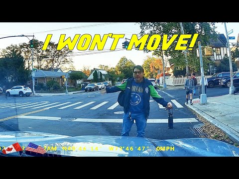 DUMB PEDESTRIAN THINKS HE CAN'T GET RUN OVER