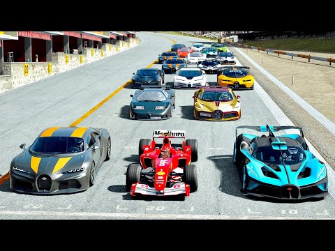 Ferrari F1 2004 Micheal Schumacher vs Bugatti Hypercars at Monza