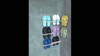 Nástenný držiak na papuče – skladací organizér (šedo-biely)