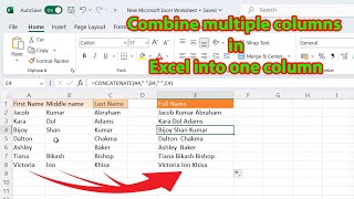 How to combine first, middle and last name in excel