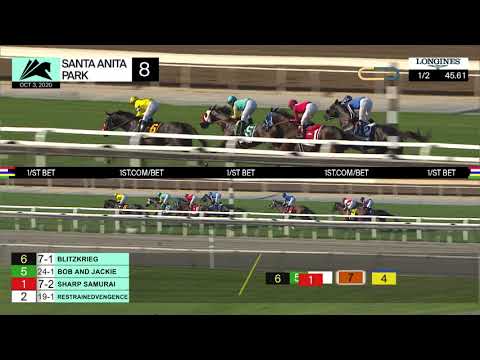 Mo Forza wins Race 8 on Saturday, October 3, 2020 at Santa Anita Park.