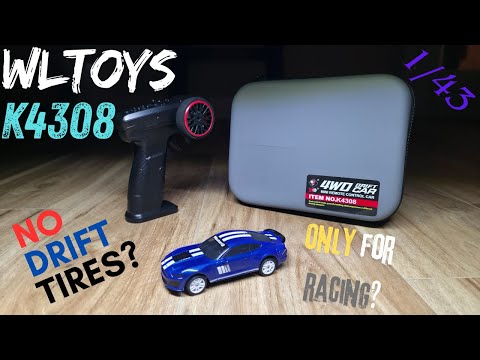 WLToys K4308 1/43 RC Car: Unbox, Teardown, Test Drive. No Plastic Drift Tires? Just Rubber Tires?