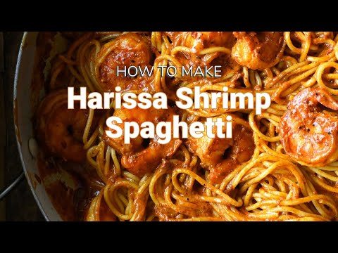 15 MINUTE DINNER! Harissa shrimp spaghetti recipe