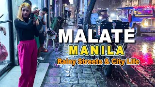Rainy Night Walk in Malate Manila | Neon District Shining Brighter in the Rain | Manila Philippines
