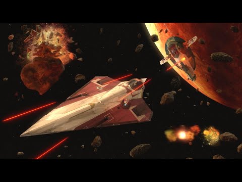 Jango Fett's Slave I vs Kenobi's Jedi Starfighter [4K HDR] - Star Wars: Attack of the Clones