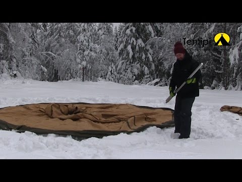 Pitching Nordic tipi on snow - TENTIPI WINTER CAMPING PART 2 – SHORT VERSION