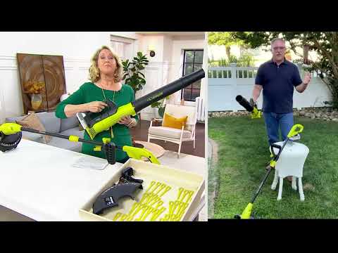 Sun Joe 24V Cordless Jet Blower and Grass Trimmer Bundle on QVC