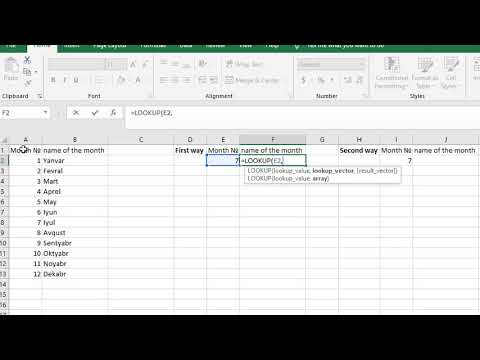 MS Excel - lookup funksiyası