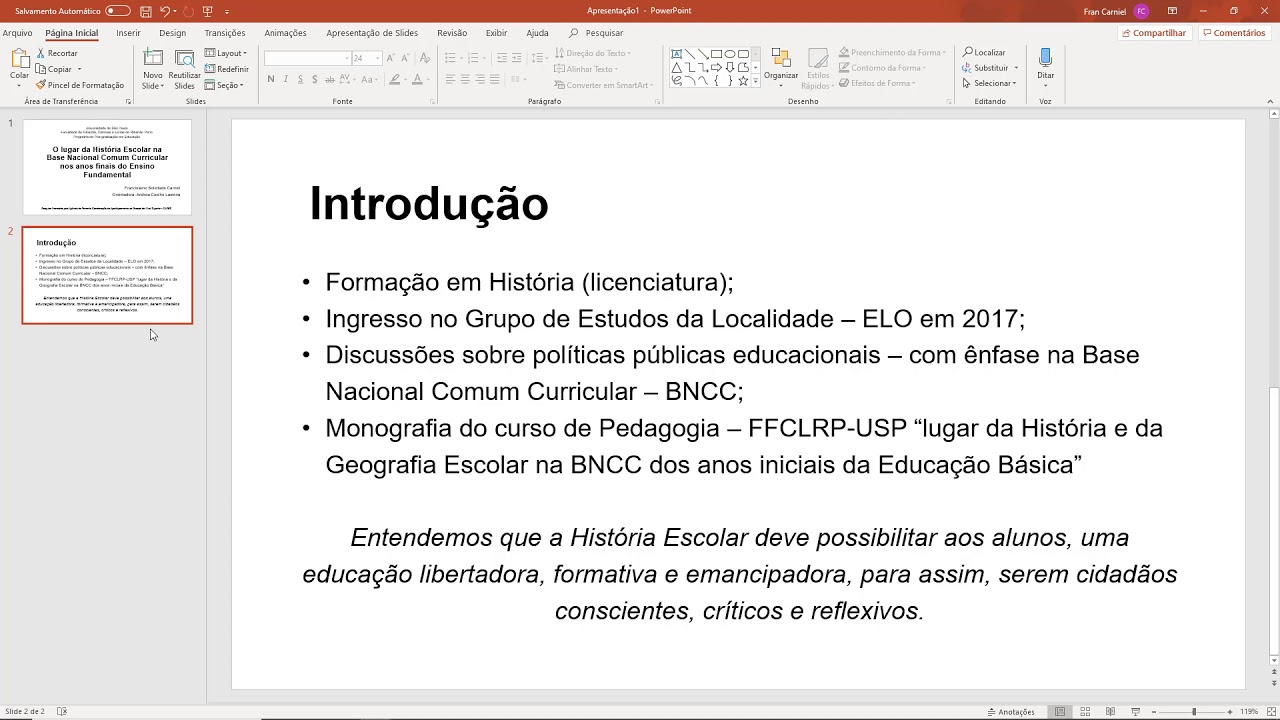 SLIDE PARA APRESENTAÇÃO DE TCC NA PRÁTICA
