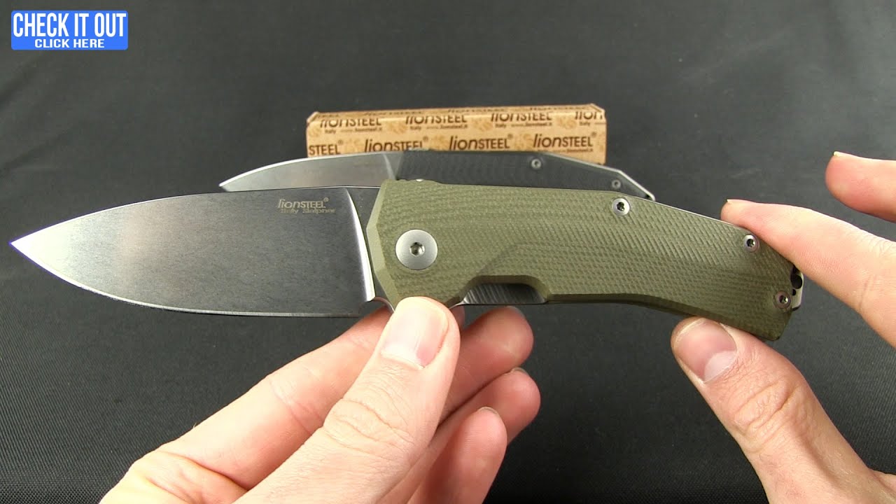 LionSteel KUR Flipper Liner Lock Knife Olive Wood (3.43" Stonewash)