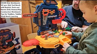 VEVOR Kinder-Werkbank, 181-teilig, Kinder-Werkzeugbank mit realistischen Werkzeugen und elektrisc...