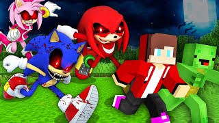 How Mikey and JJ ESCAPE From Scary SONIC.EXE and Friends At Night? - Maizen Amy Rose and Knuckles