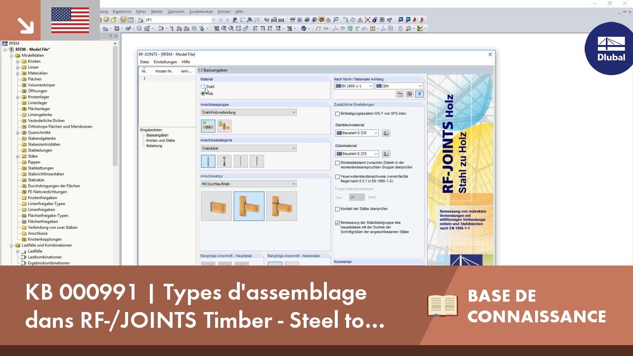 KB 000991 | Types d'assemblage dans RF-/JOINTS Timber - Steel to Timber