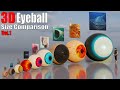 Animal Dinosaur And Sea Monster Eyeballs 3D Size Comparison