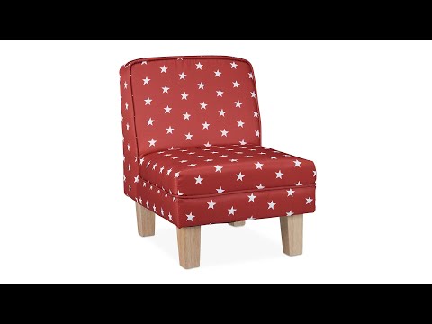 Fauteuil enfant motifs étoiles Marron - Rouge - Blanc - Bois manufacturé - Matière plastique - Textile - 45 x 60 x 52 cm