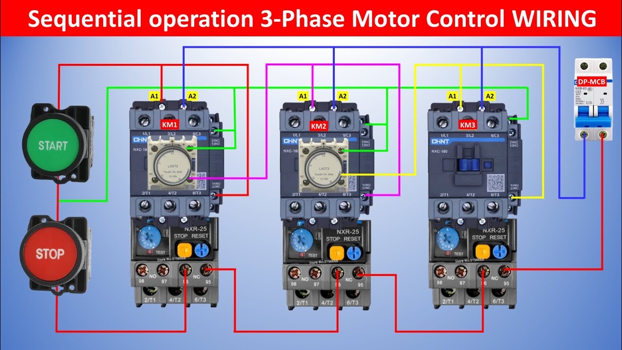 Sequential Operation 3-Phase Motor Control Wiring Diagram