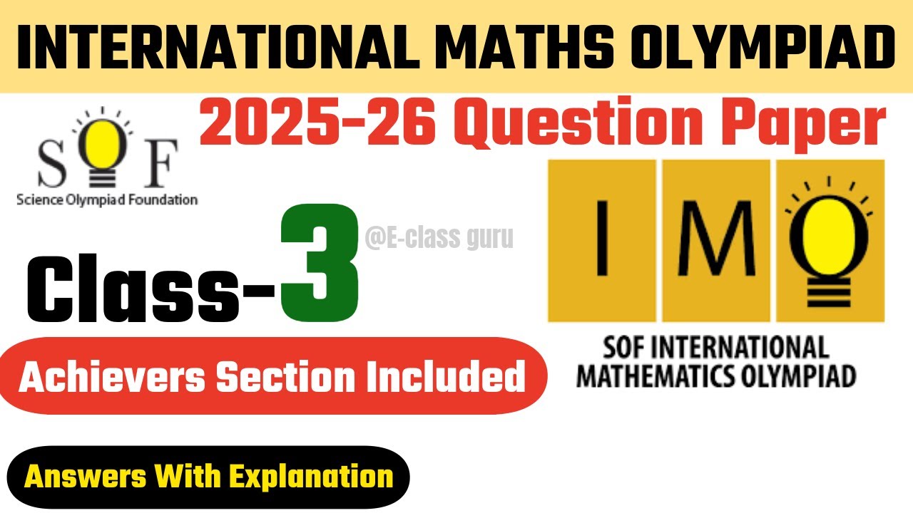 Class-3 Maths Olympiad | IMO Class-3 | SOF | IMO | IMO Sample Papers | 2025-2026 IMO |