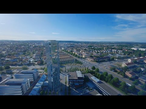Guided campus tour at Halmstad University from above