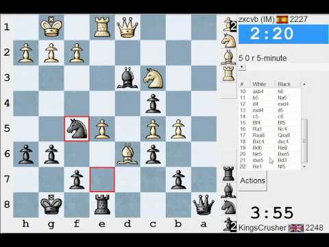 Chess World.net: LIVE Blitz #1599 vs zxcvb (IM) 2227 - Van't Kruijs opening (A00) - Scalp Alert!