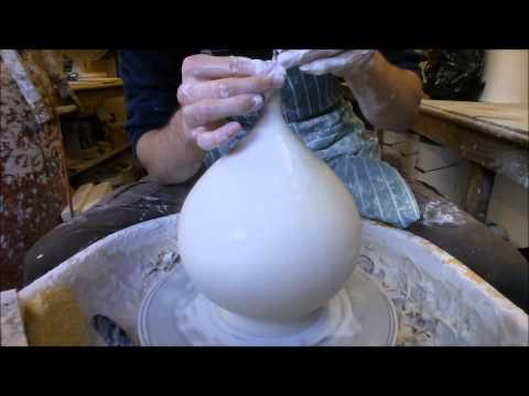 Hand Thrown Porcelain Vase with Turning
