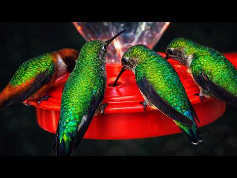 Hummingbirds FEED HARD Before the Storm  |  嵐の前、ハチドリたちが激しく蜜を求める 🐦⛈️⚡