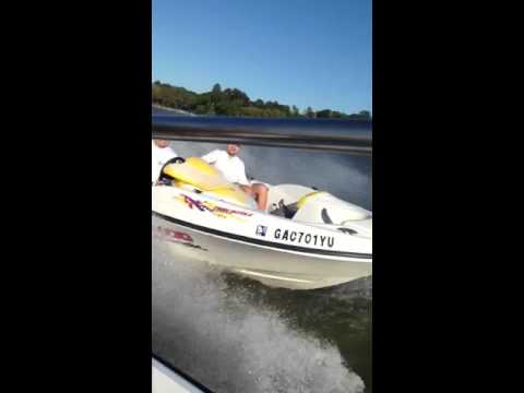 Boating 101.  NEVER ram another boat while going 40 MPH...or suffer the consequences!