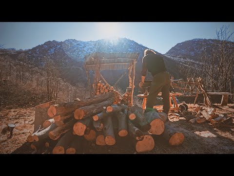 EP 112 | Alone in the Alps | Firewood Work, New Solar System On, Cabin Life