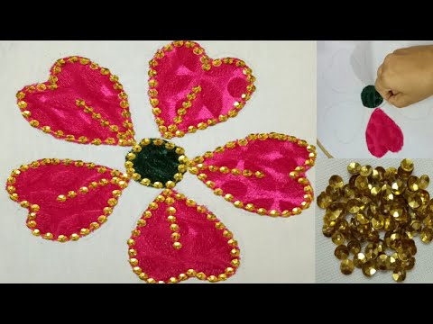 Make velvet with chumki flower //Cloth patch work //Beautiful hand embroidery //Diy